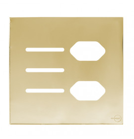 Placa p/ 3 Interruptores + Tomada dupla 4x4 - Novara Glass Dourado